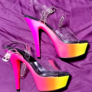 Rainbow colored platform stiletto high heel sandal